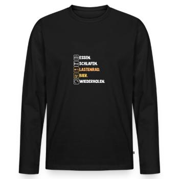 Fahrrad Lastenfahrrad Lastenrad - Männer Premium Bio Langarmshirt - Schwarz - Vorne - Nico (187cm)