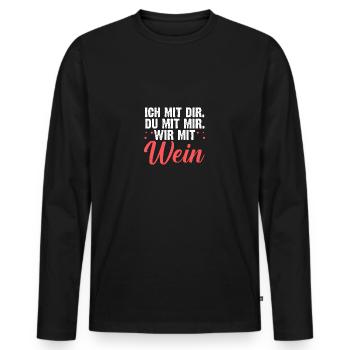 Ich Mit Dir Du Mit Mir Wir Mit Wein - Männer Premium Bio Langarmshirt - Schwarz - Vorne - Nico (187cm)