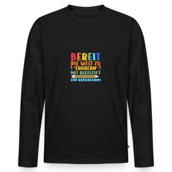 Daycare Leavers Back to School School Child Enrollment - Men's Premium Organic Long Sleeve Shirt - black - Front - Nico (187cm)