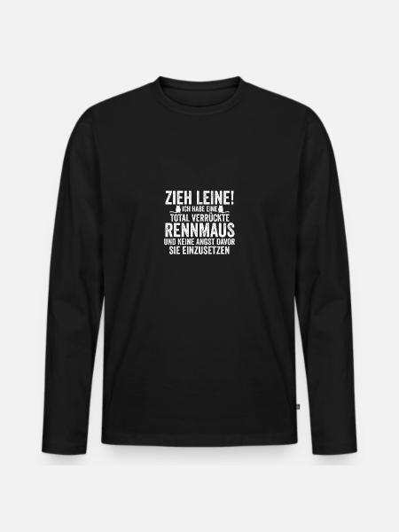 Maus Mäuse Rennmaus - Männer Premium Bio Langarmshirt - Schwarz