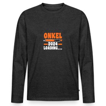 Werdender Onkel 2027 - Männer Premium Bio Langarmshirt - Anthrazit meliert - Vorne - Nico (187cm)