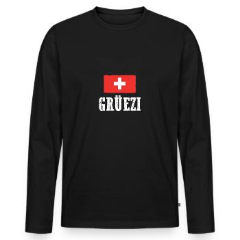 Swiss Switzerland - Men's Premium Organic Long Sleeve Shirt - black - Front - Nico (187cm)