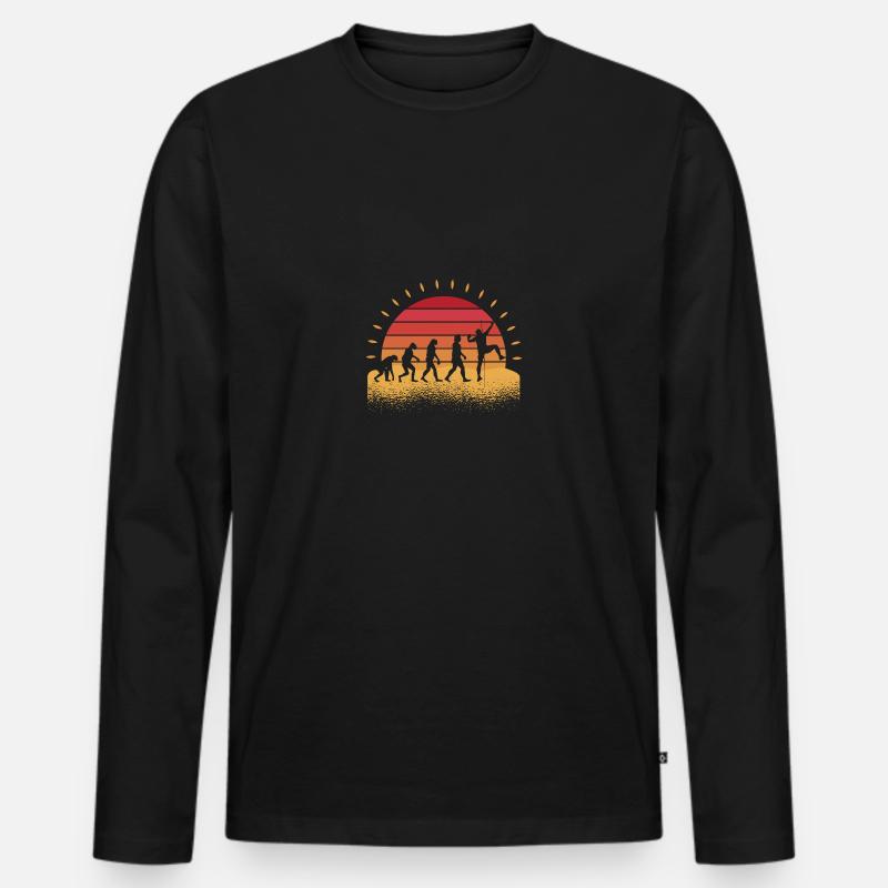 Evolution Bergsteigen Bouldern Klettern Kletterer - Männer Premium Bio Langarmshirt - Schwarz