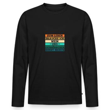 Wein Eichhörnchen - Männer Premium Bio Langarmshirt - Schwarz - Vorne - Nico (187cm)