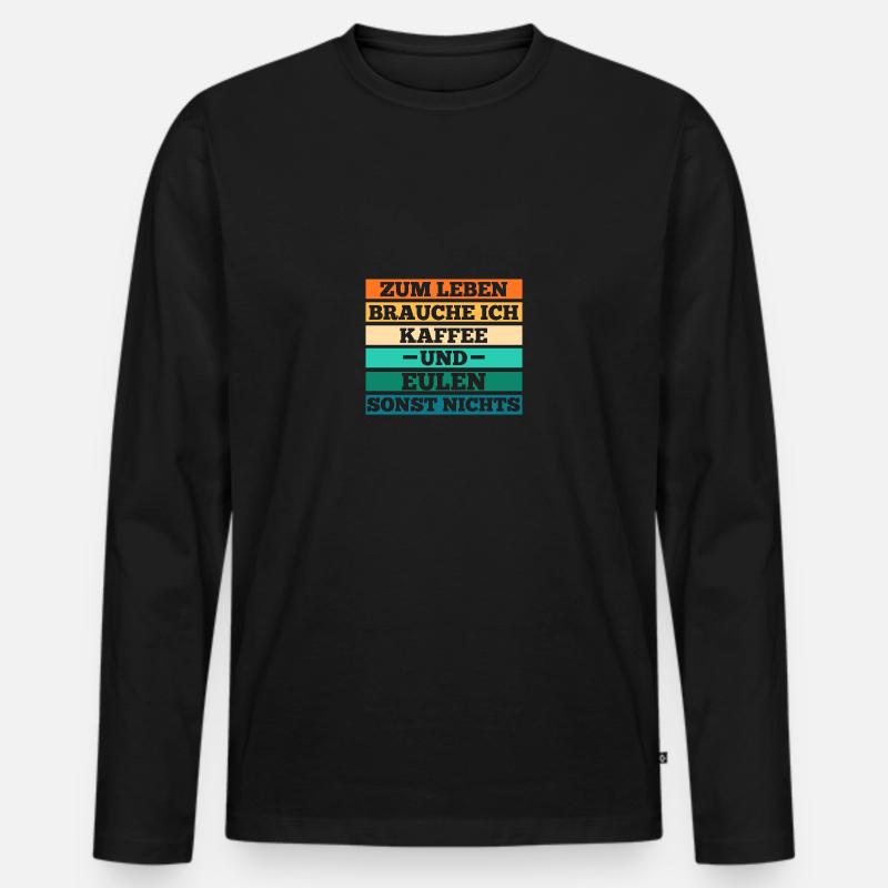 Kaffee Eulen - Männer Premium Bio Langarmshirt - Schwarz