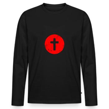 Jésus - Christ - Dieu - Croix - T-shirt manches longues Premium bio Homme - noir - Devant - Nico (187cm)