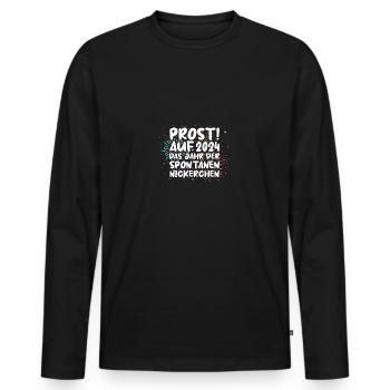 Neujahr Feuerwerk Silvester 2024 - Männer Premium Bio Langarmshirt - Schwarz - Vorne - Nico (187cm)
