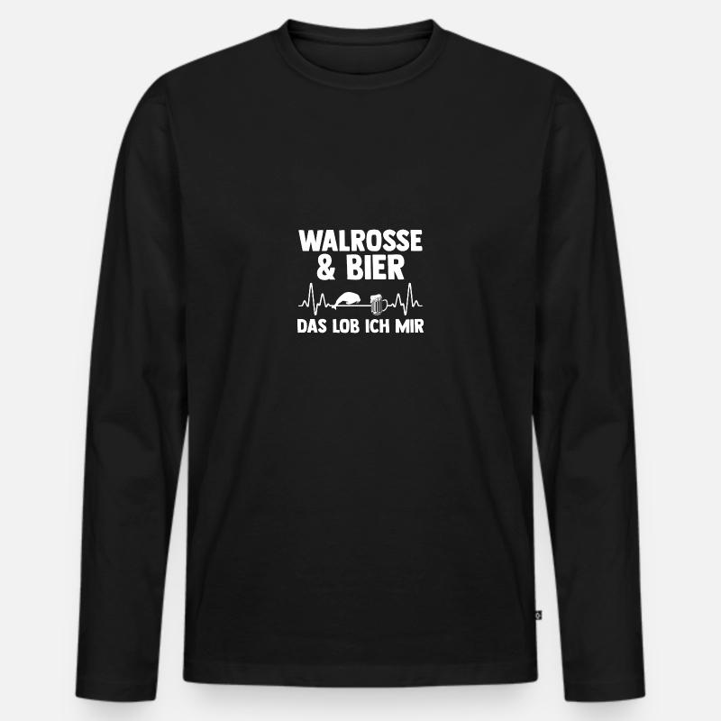 Walross - Männer Premium Bio Langarmshirt - Schwarz
