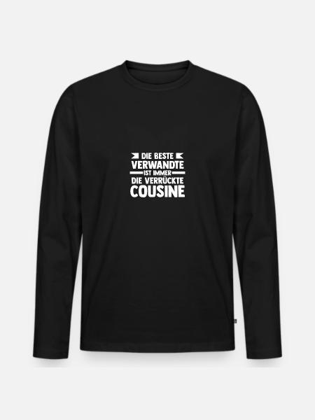 Cousinen Cousine - Männer Premium Bio Langarmshirt - Schwarz