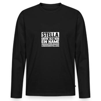 Vorname Stella - Männer Premium Bio Langarmshirt - Schwarz - Vorne - Nico (187cm)