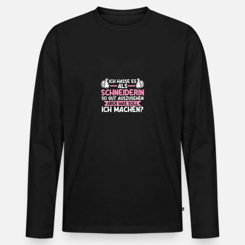Näher Schneiderin - Männer Premium Bio Langarmshirt - Schwarz