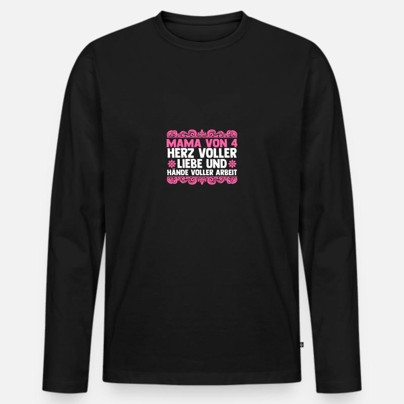 Mama Von 4 Kindern - Männer Premium Bio Langarmshirt - Schwarz