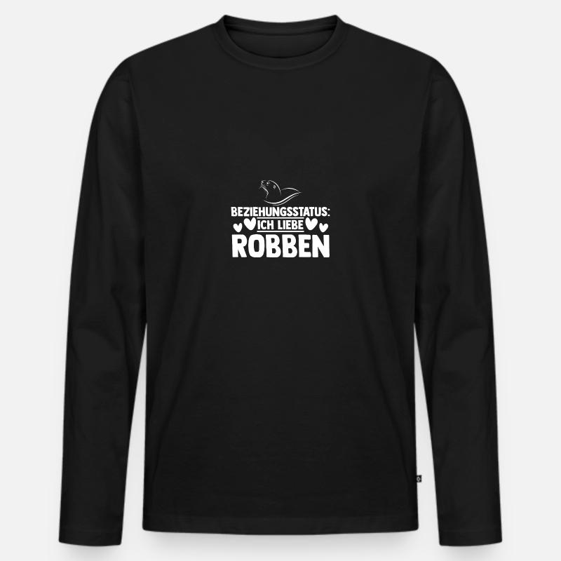Seehund Seelöwe Robbe - Männer Premium Bio Langarmshirt - Schwarz