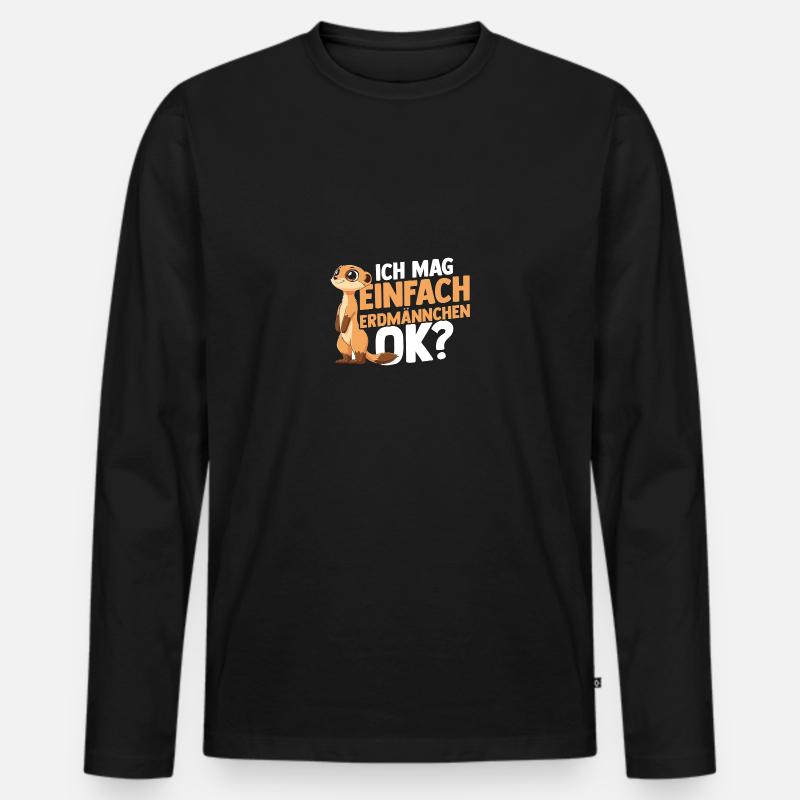 Erdmännchen - Männer Premium Bio Langarmshirt - Schwarz