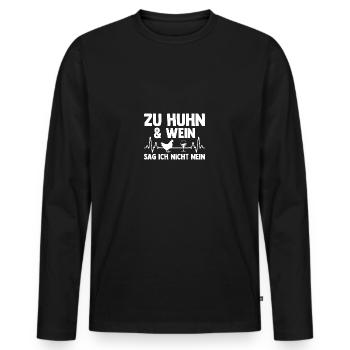 Huhn Landwirt Bauernhof Wein Hühner - Männer Premium Bio Langarmshirt - Schwarz - Vorne - Nico (187cm)