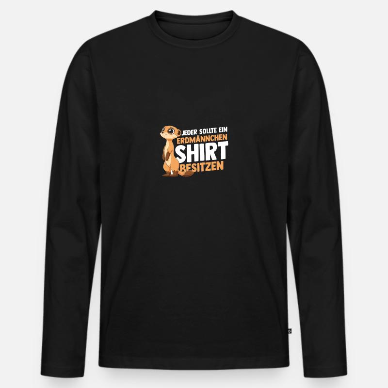 Erdmännchen - Männer Premium Bio Langarmshirt - Schwarz
