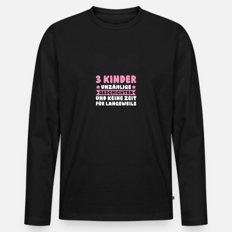Mama Von 3 Kindern - Männer Premium Bio Langarmshirt - Schwarz