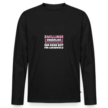Mom of twins - Men's Premium Organic Long Sleeve Shirt - black - Front - Nico (187cm)