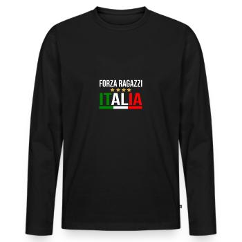 Italie Italien Italien Italie - T-shirt manches longues Premium bio Homme - noir - Devant - Nico (187cm)
