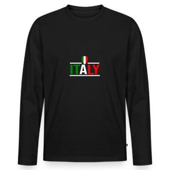 Italie Italien Italien Italie - T-shirt manches longues Premium bio Homme - noir - Devant - Nico (187cm)