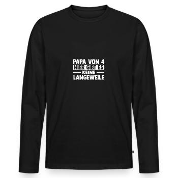 Dad of 4 children - Men's Premium Organic Long Sleeve Shirt - black - Front - Nico (187cm)