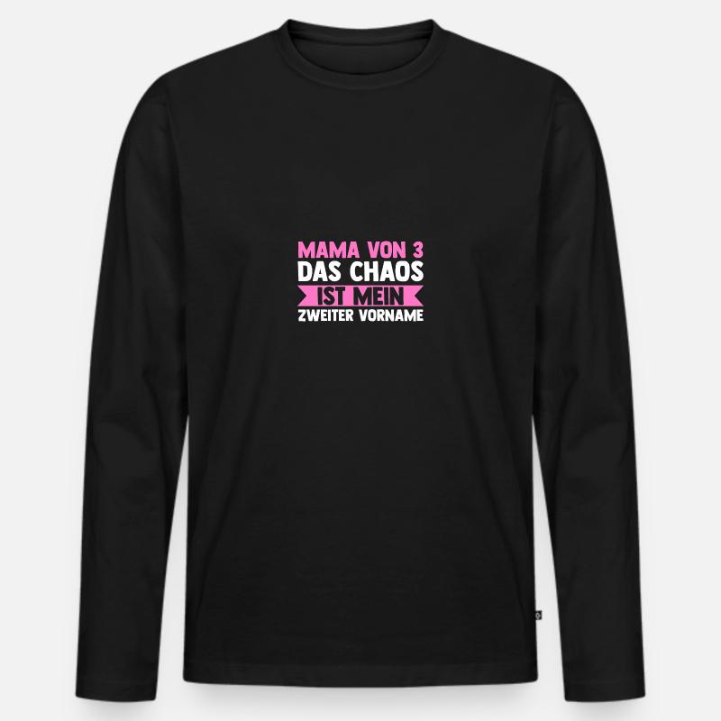 Mama Von 3 Kindern - Männer Premium Bio Langarmshirt - Schwarz