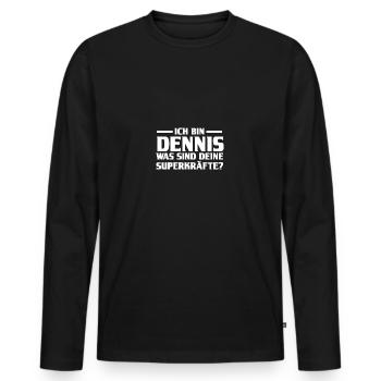 Vorname Dennis - Männer Premium Bio Langarmshirt - Schwarz - Vorne - Nico (187cm)