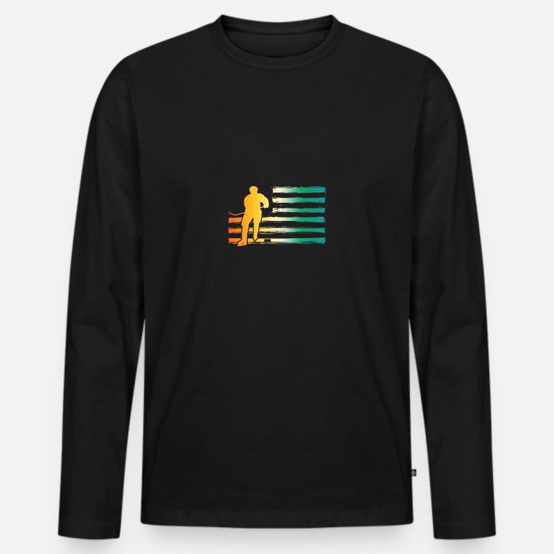 Eishockeyspieler Eishockey - Männer Premium Bio Langarmshirt - Schwarz