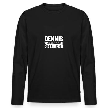 Prénom Dennis - T-shirt manches longues Premium bio Homme - noir - Devant - Nico (187cm)