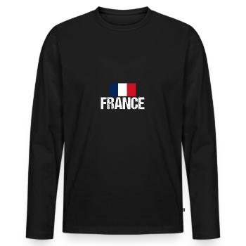 Français Français France - T-shirt manches longues Premium bio Homme - noir - Devant - Nico (187cm)