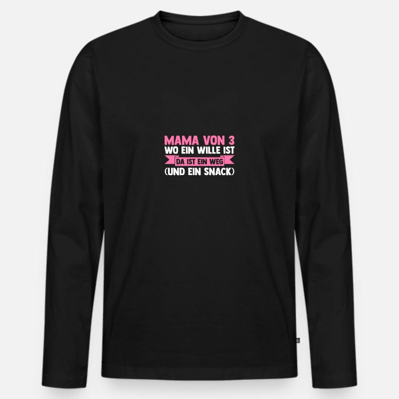 Mama Von 3 Kindern - Männer Premium Bio Langarmshirt - Schwarz
