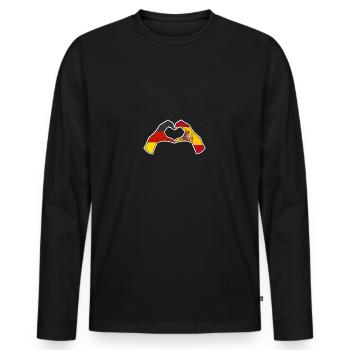 Spanier Deutschland Spanien - Männer Premium Bio Langarmshirt - Schwarz - Vorne - Nico (187cm)