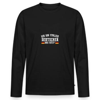 Deutscher Deutsch Deutschland - Männer Premium Bio Langarmshirt - Schwarz - Vorne - Nico (187cm)