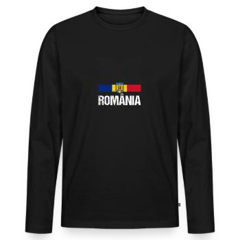 Roumains Roumanie - T-shirt manches longues Premium bio Homme - noir - Devant - Nico (187cm)