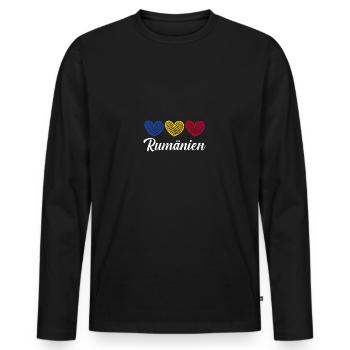Roumains Roumanie - T-shirt manches longues Premium bio Homme - noir - Devant - Nico (187cm)