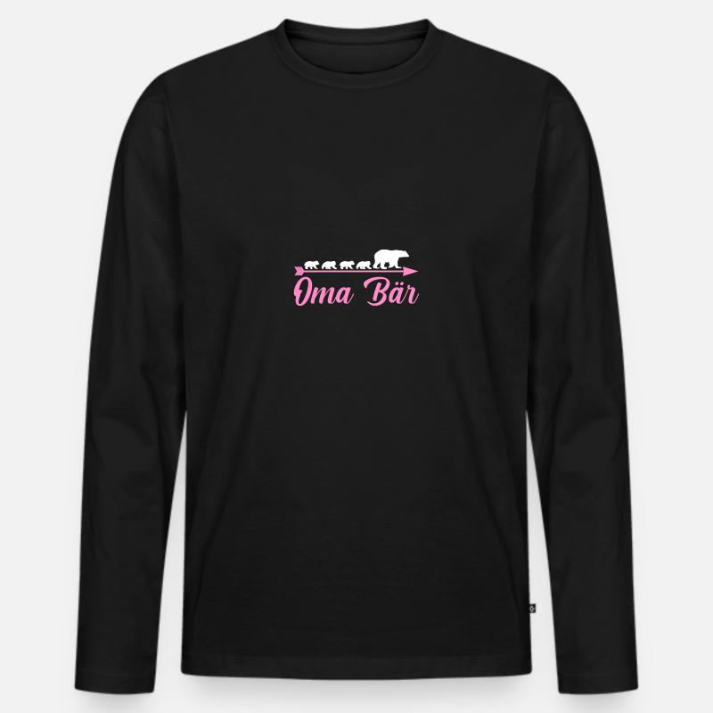 Großmutter Oma Bär - Männer Premium Bio Langarmshirt - Schwarz