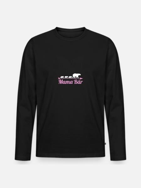 Mutter Mama Bär - Männer Premium Bio Langarmshirt - Schwarz