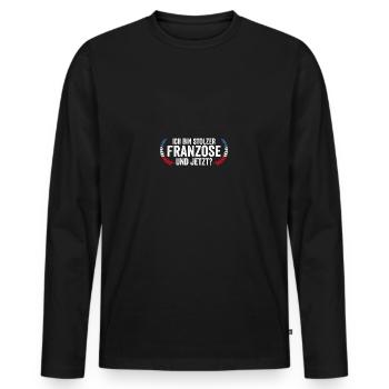 Français Français France - T-shirt manches longues Premium bio Homme - noir - Devant - Nico (187cm)
