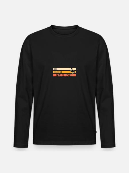 Ich liebe Flamingos - Männer Premium Bio Langarmshirt - Schwarz