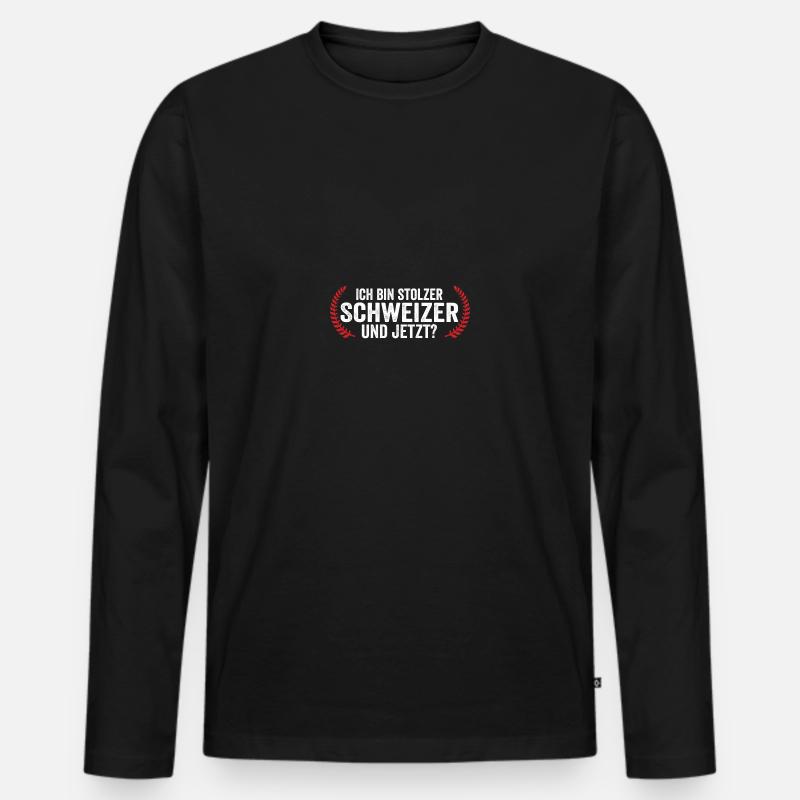 Schweizer Schweiz - Männer Premium Bio Langarmshirt - Schwarz