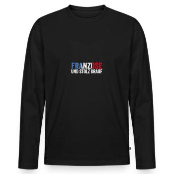 Français Français France - T-shirt manches longues Premium bio Homme - noir - Devant - Nico (187cm)