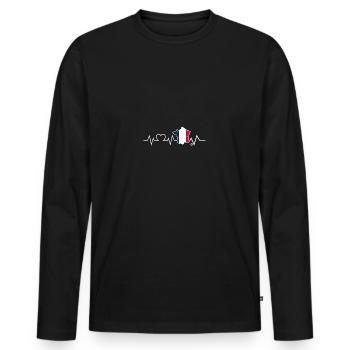 Français Français France - T-shirt manches longues Premium bio Homme - noir - Devant - Nico (187cm)