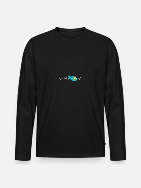 Kasachen Herzschlag Kasachstan - Männer Premium Bio Langarmshirt - Schwarz