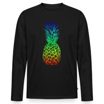 Regenbogen Ananas Hawaii Sommer Design für - Männer Premium Bio Langarmshirt - Schwarz - Vorne - Nico (187cm)