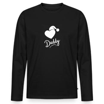 Warm Daddy" - Men's Premium Organic Long Sleeve Shirt - black - Front - Nico (187cm)