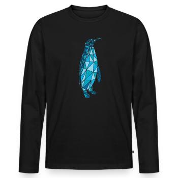 Pinguin Polygon Mosaik - Kaiserpinguin blau - Männer Premium Bio Langarmshirt - Schwarz - Vorne - Nico (187cm)