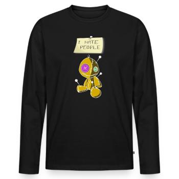 HATE PEOPLE - Männer Premium Bio Langarmshirt - Schwarz - Vorne - Nico (187cm)