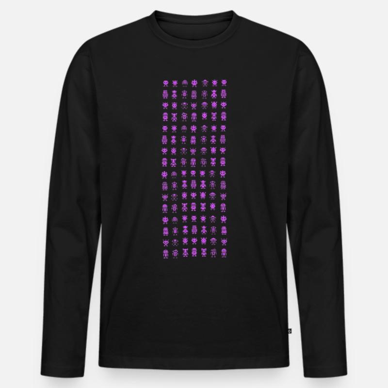 Robotermuster Roboter Muster - Männer Premium Bio Langarmshirt - Schwarz