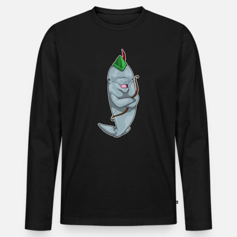 Delfin Bogenschütze Bogen - Männer Premium Bio Langarmshirt - Schwarz