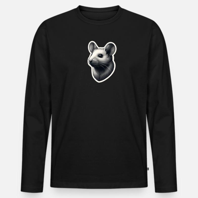 Mouse - Männer Premium Bio Langarmshirt - Schwarz